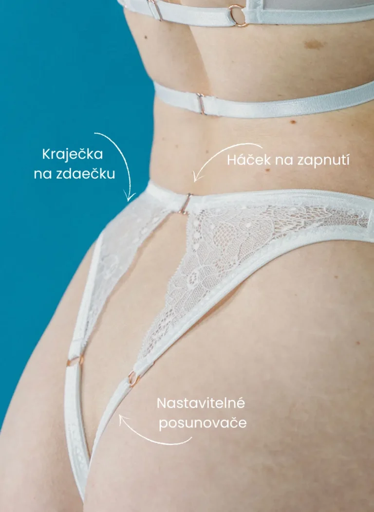 Erotické svatební kalhotky “Crotchlessky” Veneris hladký tyl bílý detail krajky