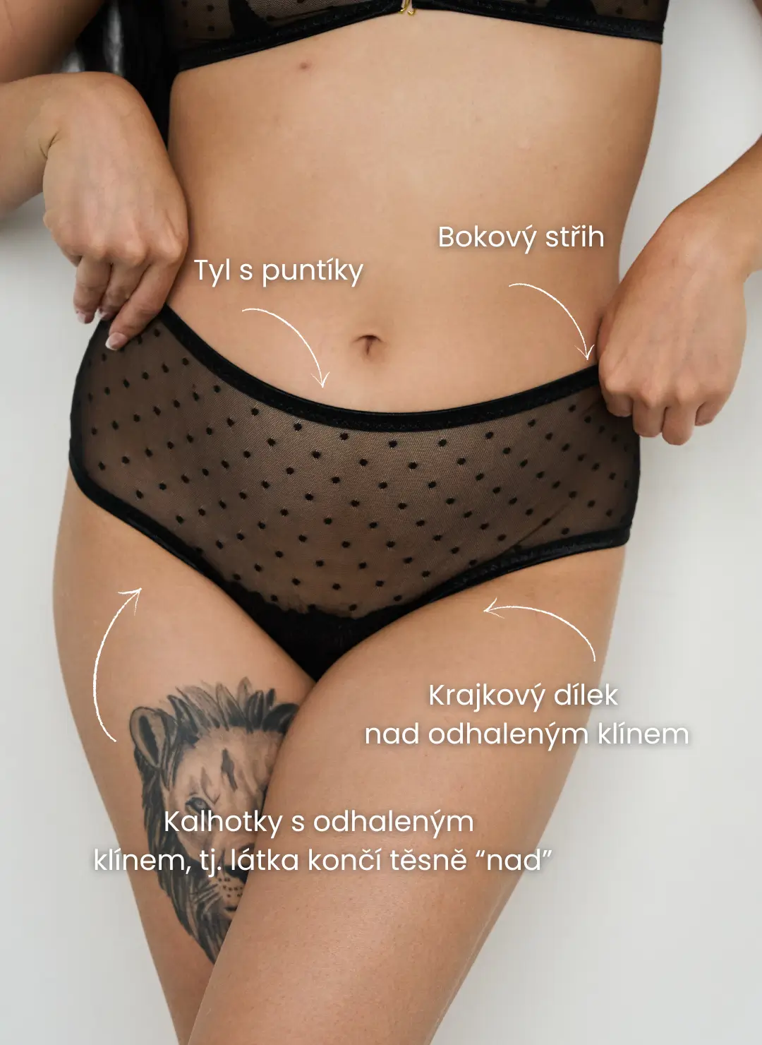 Erotické prádlo bez rozkroku Crotchlessky Purly černý puntík Erotické prádlo bez rozkroku Crotchlessky Purly černý puntík