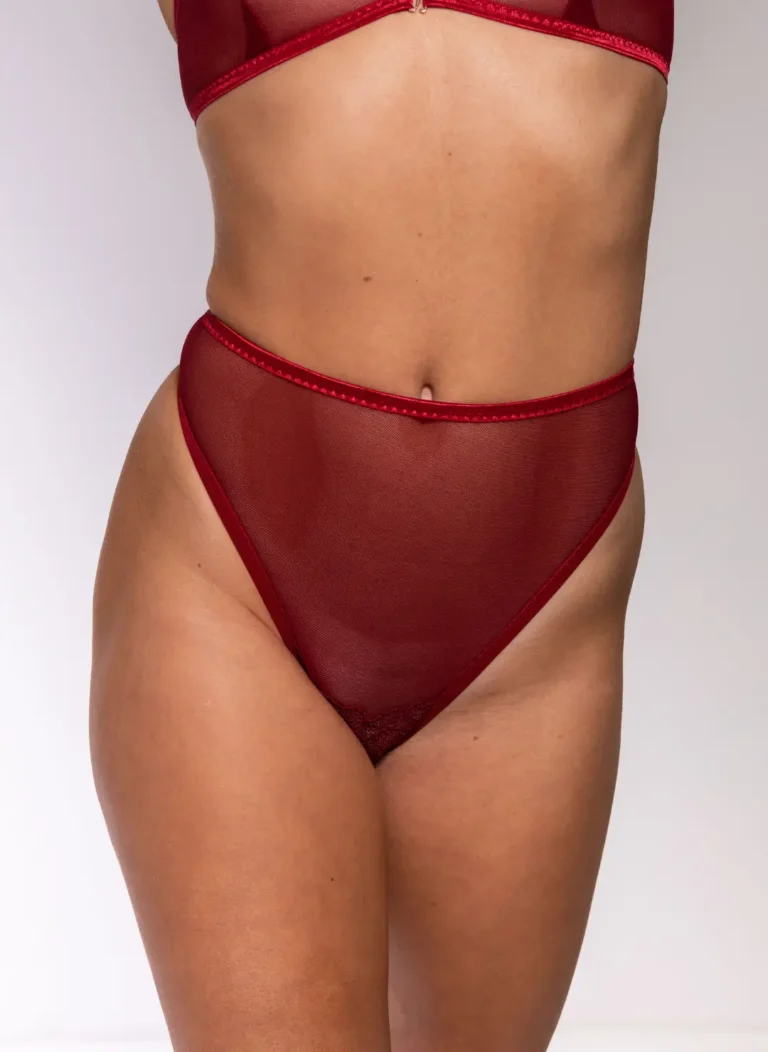 Erotické kalhotky s odhaleným klínem "crotchlessky" Veneris v bordó
